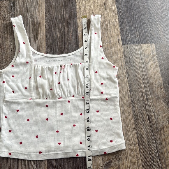 Aeropostale Heart Print Square Neck White Red Cropped Tank Women’s Size Small - Picture 7 of 10